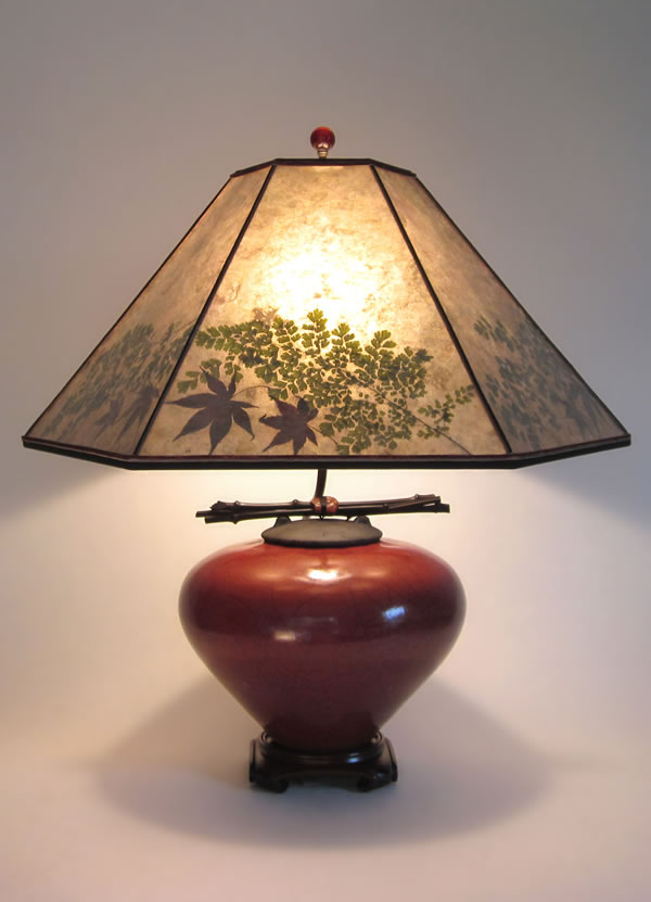 large red table lamp