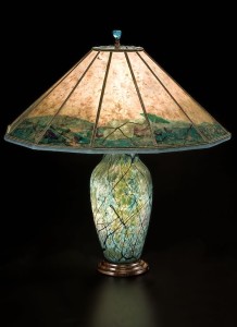T185 art glass mica lamp - Butterflies