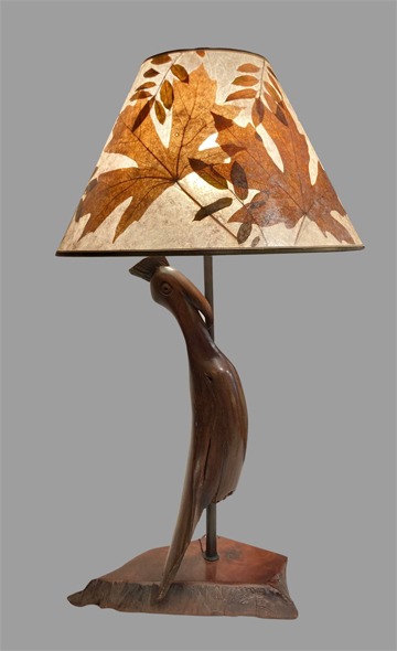 Lamp 10F, "Mythic Bird" Hand-carved rosewood burl